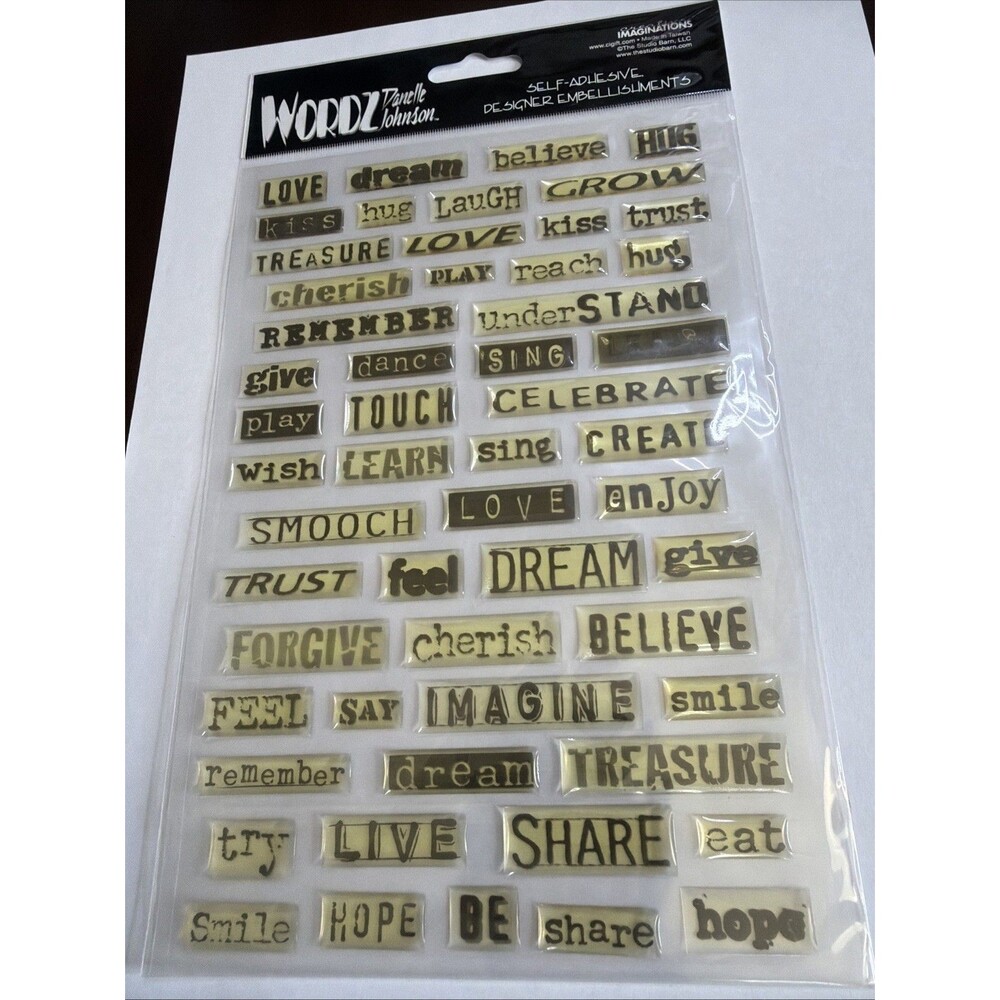 Creative Imaginations Words & Phrases Self-Adhesive Stickers Beige Black